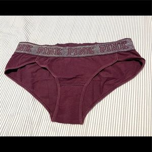 PINK S Maroon/Deep Violet Elastic Waistband Cotton Panty